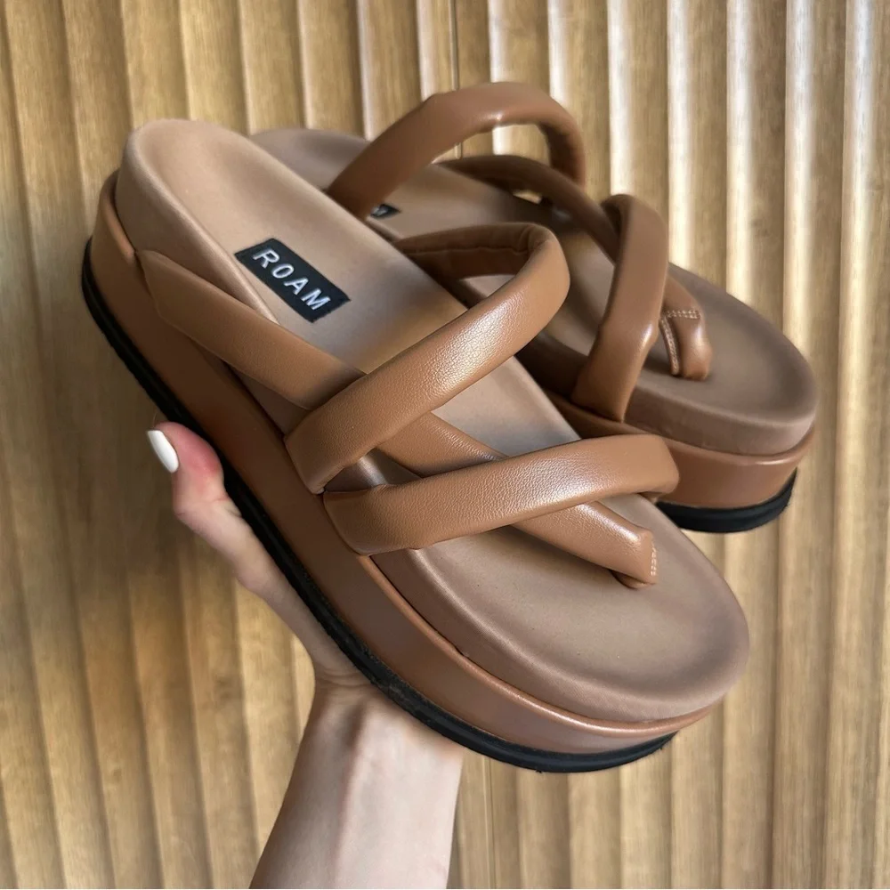 ROAM Asymmetrical Stack Platform Strappy Sandals - Picture 1 of 8